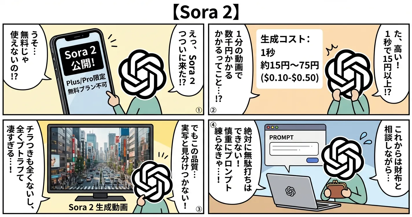 【Sora 2】AI動画生成が有料化、無料時代の終焉